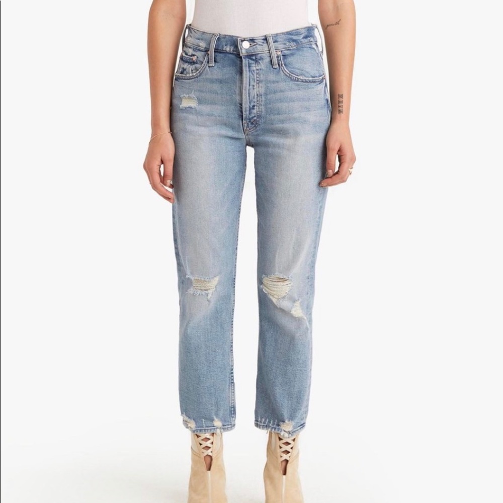 mother distressed boyfriend jeans